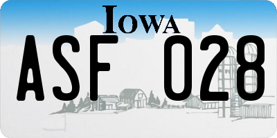 IA license plate ASF028