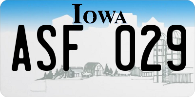 IA license plate ASF029