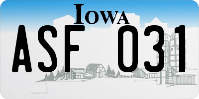 IA license plate ASF031