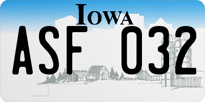 IA license plate ASF032