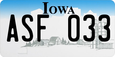 IA license plate ASF033