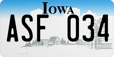 IA license plate ASF034