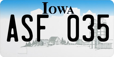 IA license plate ASF035