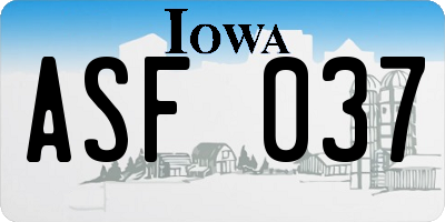 IA license plate ASF037