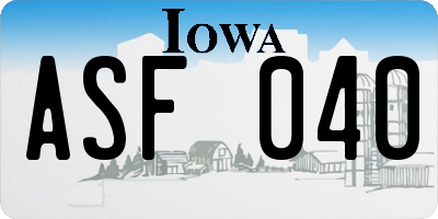 IA license plate ASF040