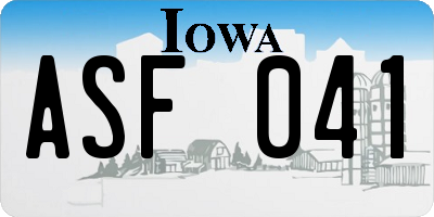 IA license plate ASF041