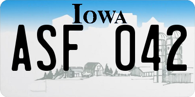 IA license plate ASF042