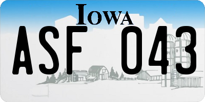 IA license plate ASF043