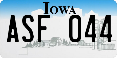 IA license plate ASF044