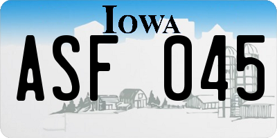 IA license plate ASF045