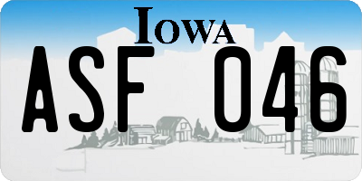 IA license plate ASF046