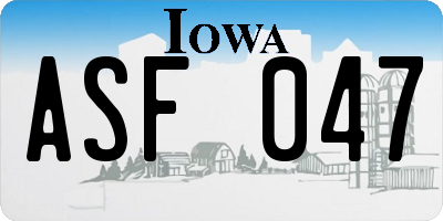 IA license plate ASF047
