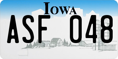 IA license plate ASF048