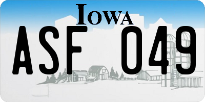 IA license plate ASF049