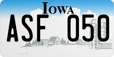 IA license plate ASF050