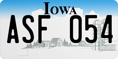 IA license plate ASF054