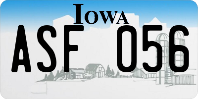 IA license plate ASF056