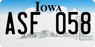 IA license plate ASF058