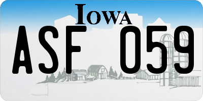 IA license plate ASF059