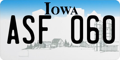 IA license plate ASF060