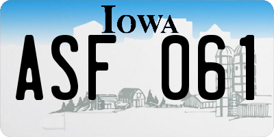 IA license plate ASF061