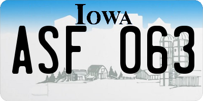 IA license plate ASF063