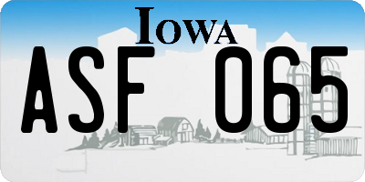 IA license plate ASF065