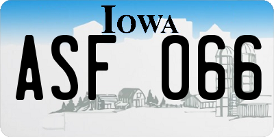 IA license plate ASF066