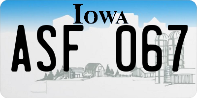 IA license plate ASF067