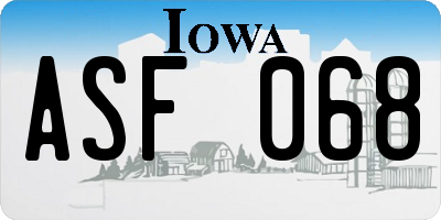 IA license plate ASF068