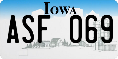 IA license plate ASF069