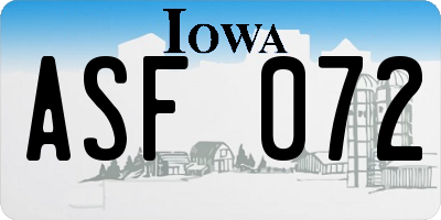 IA license plate ASF072