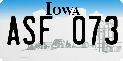 IA license plate ASF073