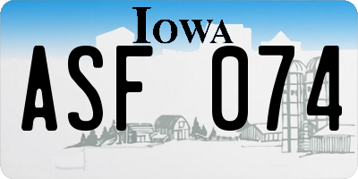 IA license plate ASF074