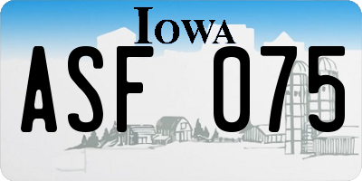IA license plate ASF075