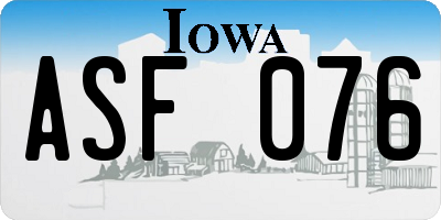 IA license plate ASF076