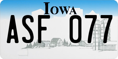 IA license plate ASF077