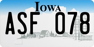 IA license plate ASF078