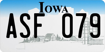 IA license plate ASF079