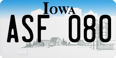 IA license plate ASF080