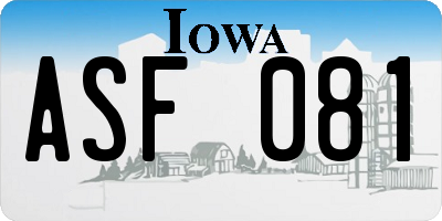 IA license plate ASF081