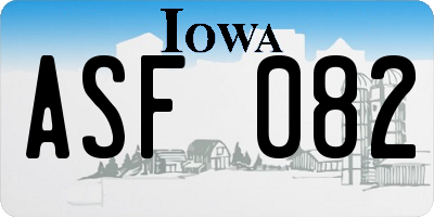 IA license plate ASF082