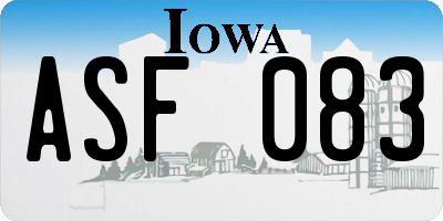 IA license plate ASF083