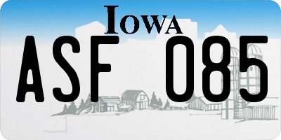 IA license plate ASF085