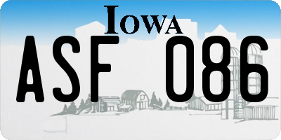 IA license plate ASF086