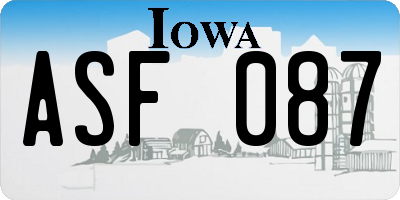 IA license plate ASF087