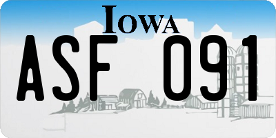 IA license plate ASF091