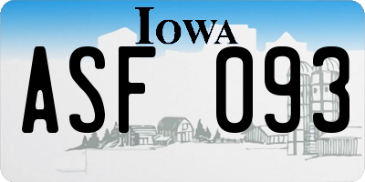 IA license plate ASF093