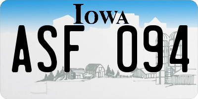 IA license plate ASF094