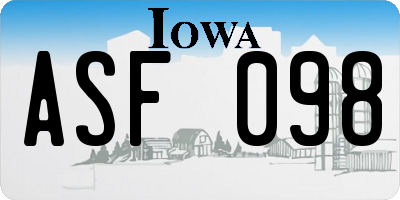 IA license plate ASF098